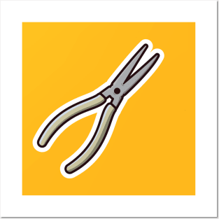 Cutting Metal Pliers Sticker vector illustration. Mechanic and Electrician working tool equipment objects icon concept. Hand tools for repair building sticker design icon logo. Posters and Art